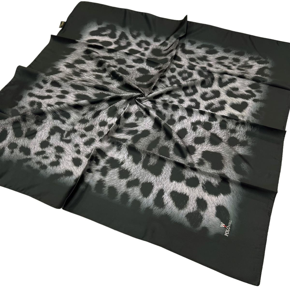 Polowell Twill Eşarp - Leopar Desenli - Siyah Gri