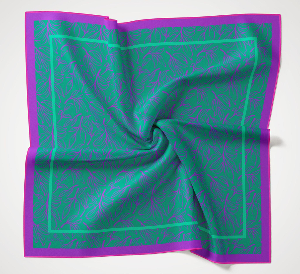 Silk Home Desenli Soft Eşarp - 1021 - Koyu Yeşil Mor