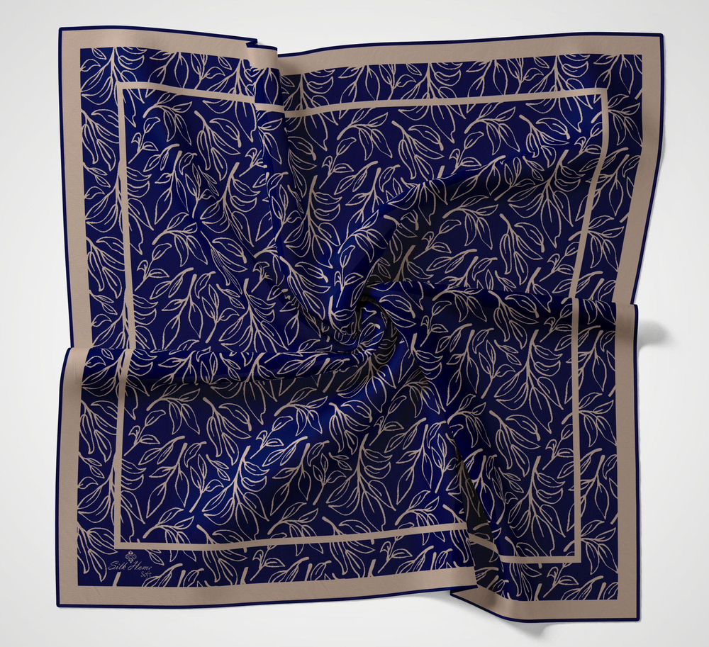 Silk Home Desenli Soft Eşarp - 1021 - Lacivert Vizon