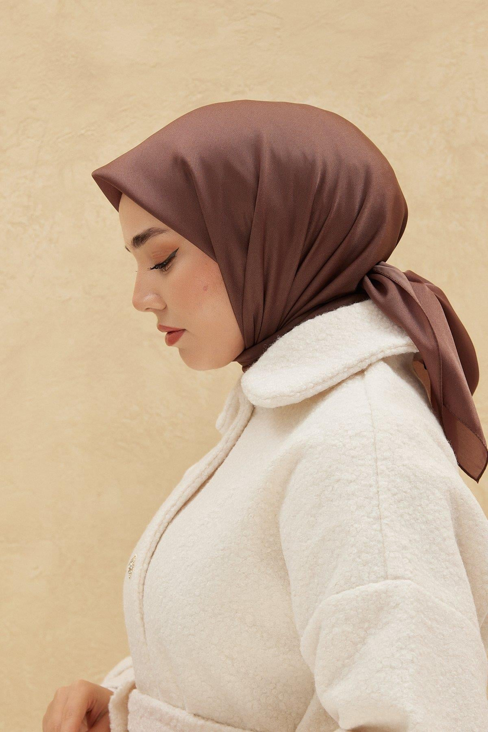 Silk Home Düz Shiny Eşarp - Kahve