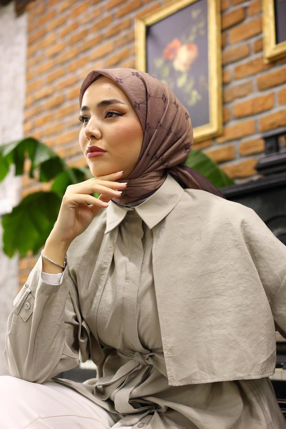 Silk Home Olinda Eşarp - Sütlü Kahve