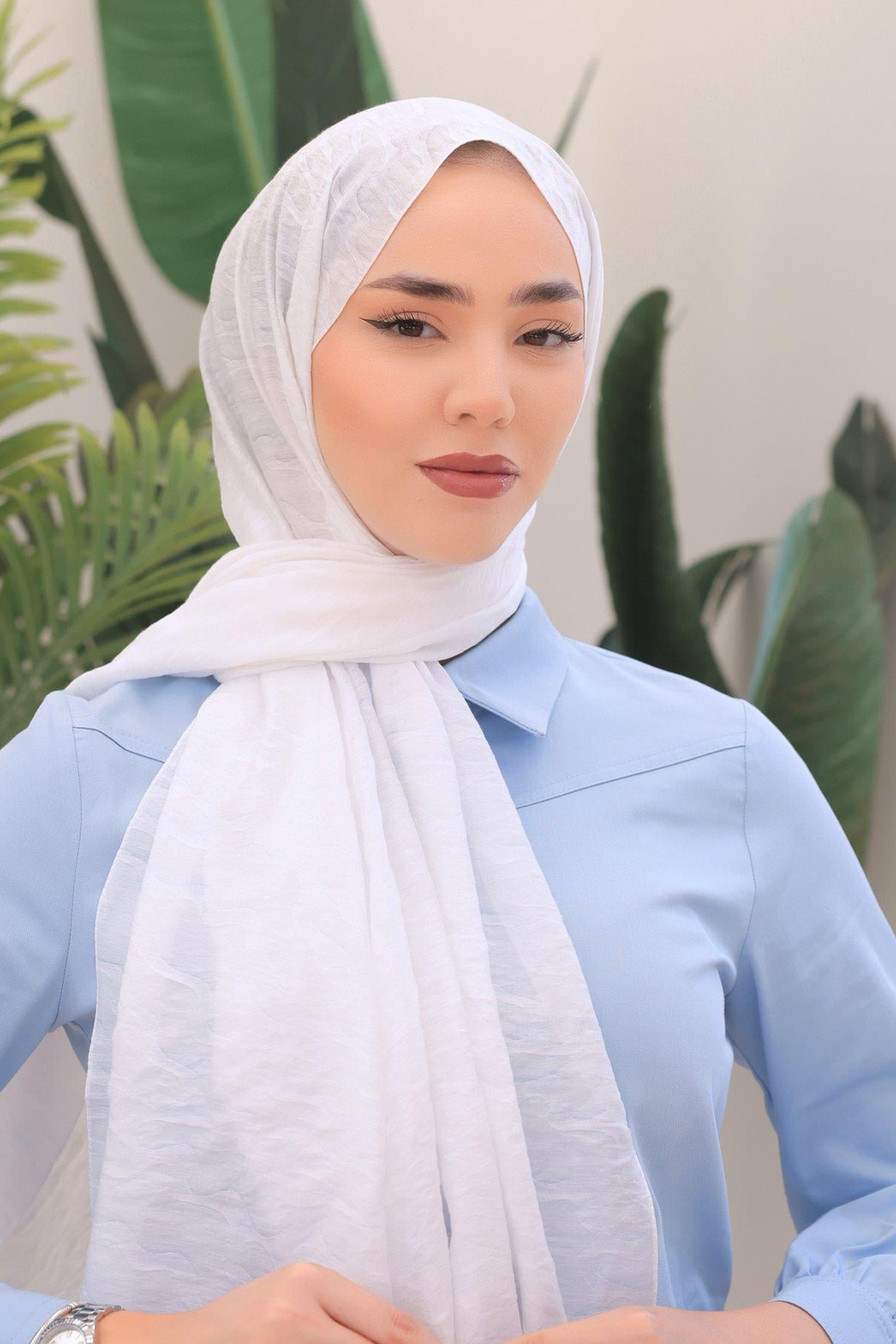 Silk Home Olinda Şal - Dalga Desenli - Beyaz