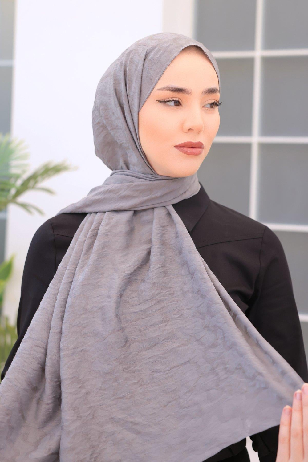 Silk Home Olinda Şal - Dalga Desenli - Gri
