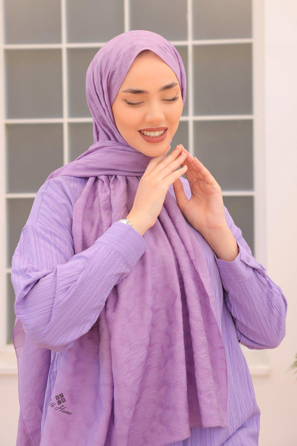 Silk Home Olinda Şal - Dalga Desenli - Lavanta