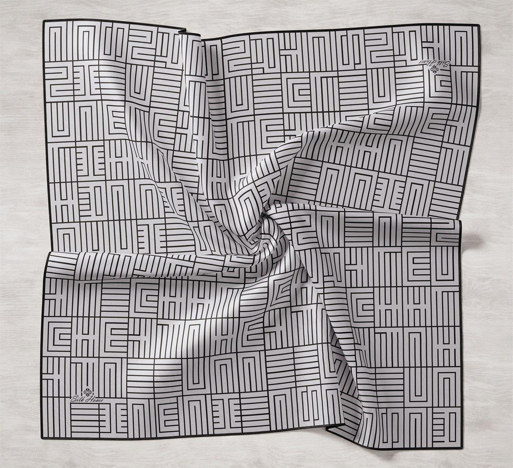 Silk Home Twill İpek Eşarp - 11390-02 Krem Siyah