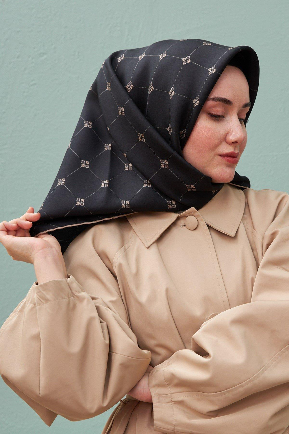Silk Home Twill İpek Eşarp - 11392-31 Siyah Vizon