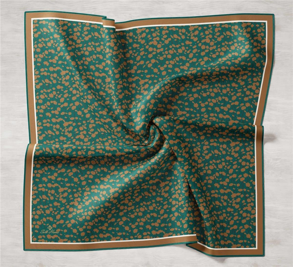 Silk Home Twill İpek Eşarp - 11412-34 Petrol Kahve
