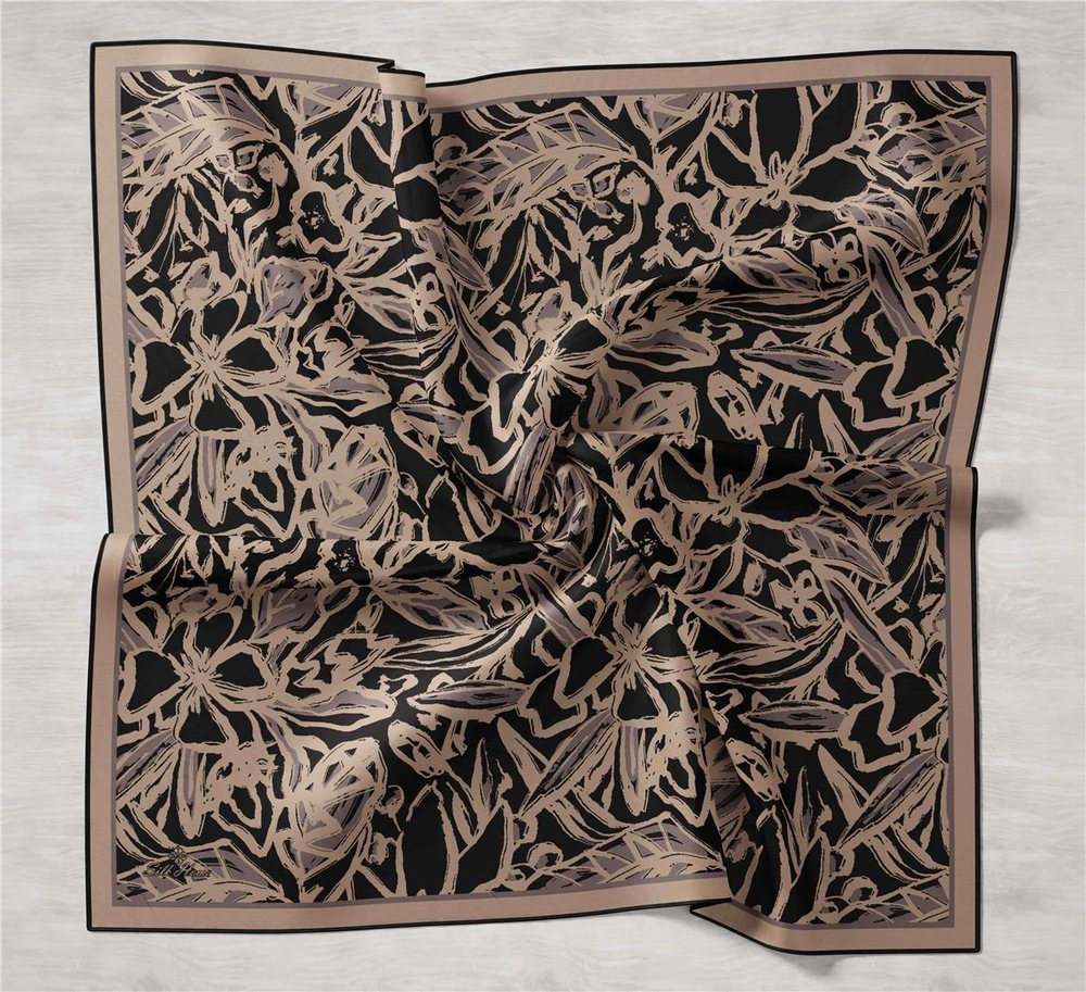 Silk Home Twill İpek Eşarp - 11419-01 Siyah Vizon Taş