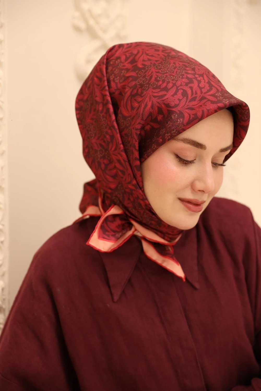 Silk Home Twill İpek Eşarp - 11464-09 Bordo