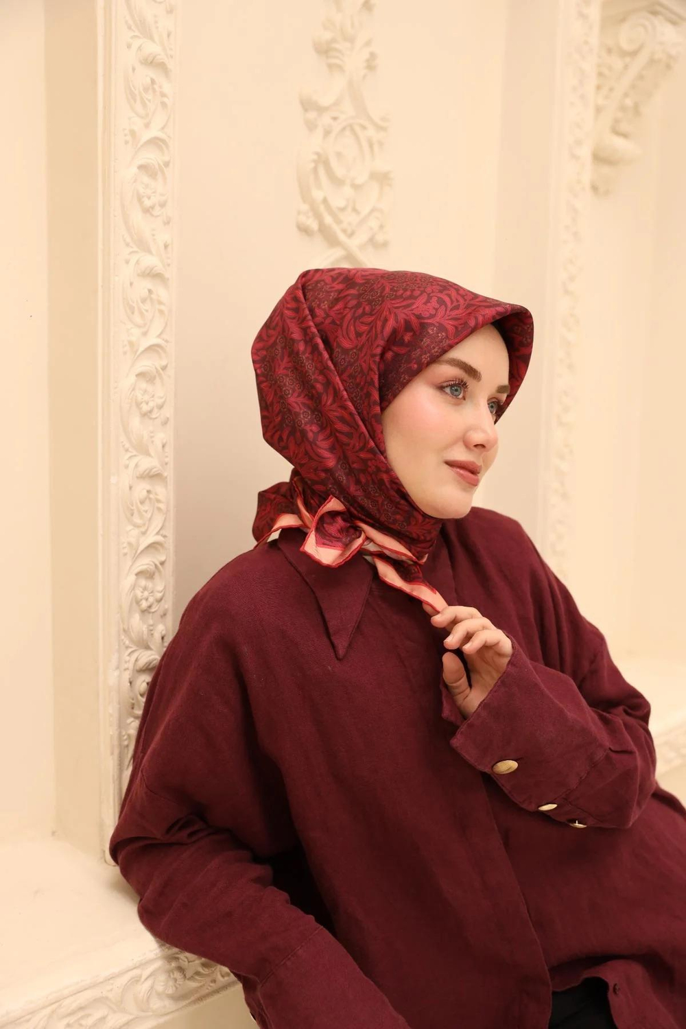 Silk Home Twill İpek Eşarp - 11464-09 Bordo