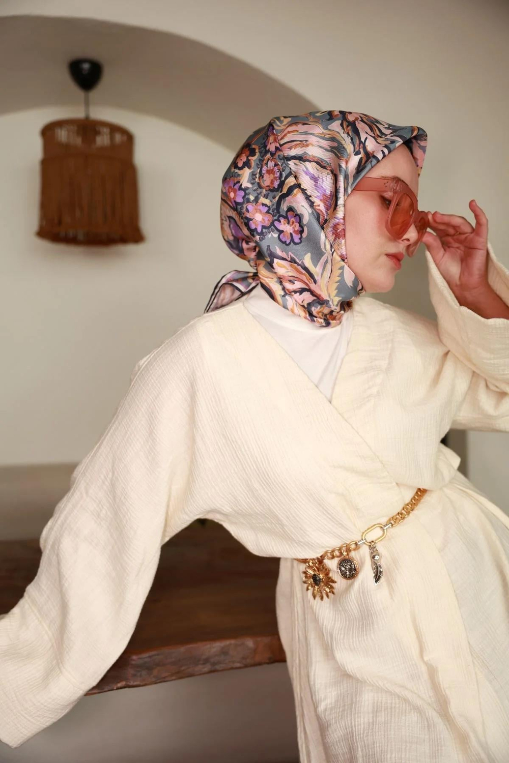 Silk Home Twill İpek Eşarp - 11469-02 Mavi Pembe