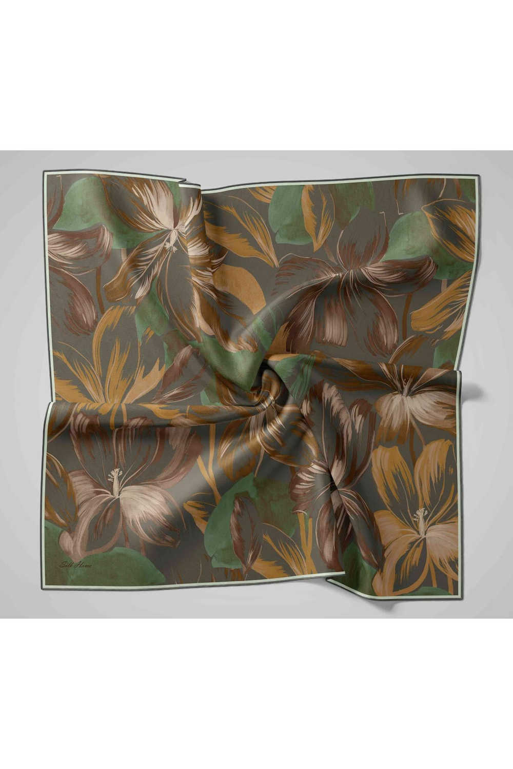 Silk Home Twill İpek Eşarp - 11480-61 Koyu Vizon Yeşil