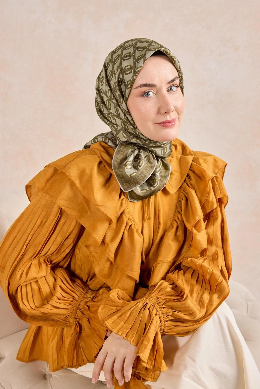 Silk Home Twill İpek Eşarp - 11521-02 Küf Yeşili