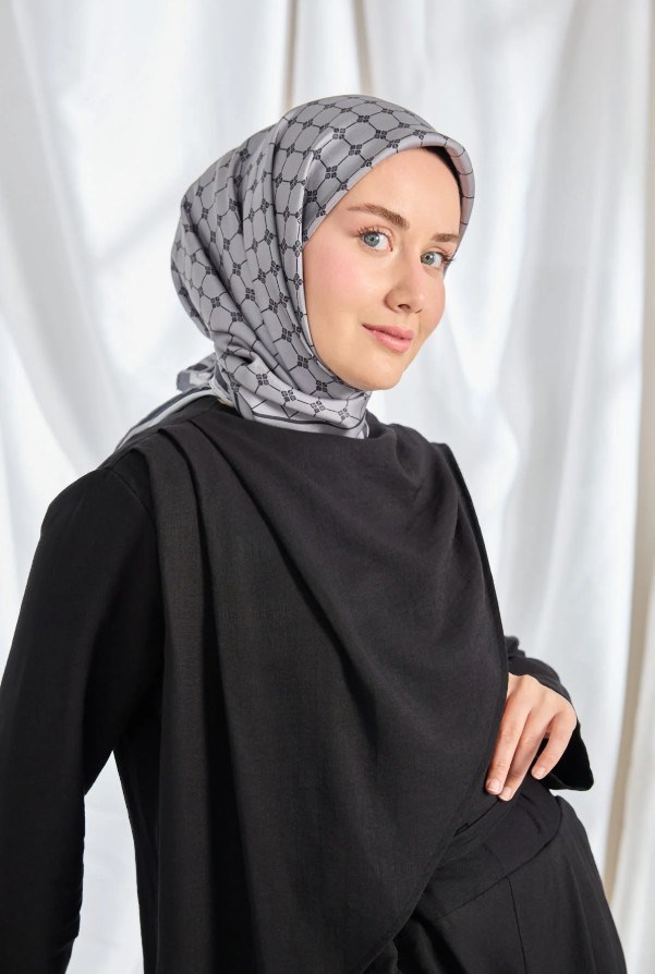 Silk Home Twill İpek Eşarp - 11539-07 Füme