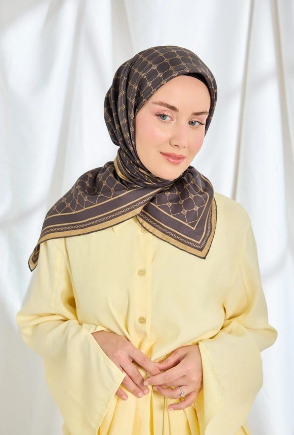 Silk Home Twill İpek Eşarp - 11539-11 Acı Kahve