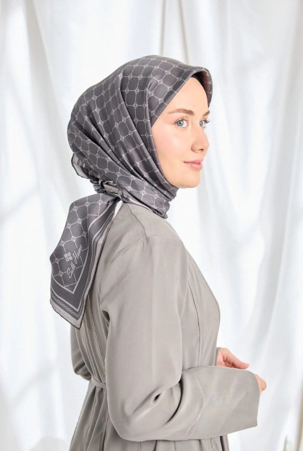 Silk Home Twill İpek Eşarp - 11539-14 Koyu Füme