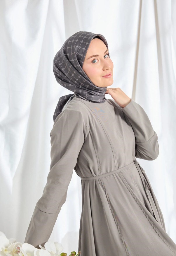 Silk Home Twill İpek Eşarp - 11539-14 Koyu Füme