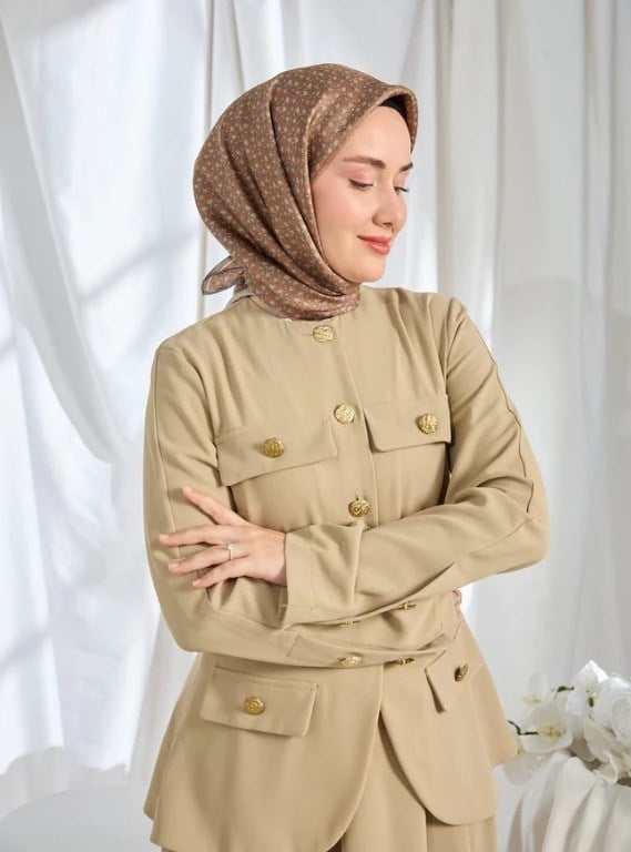 Silk Home Twill İpek Eşarp - 11540-14 Kahverengi