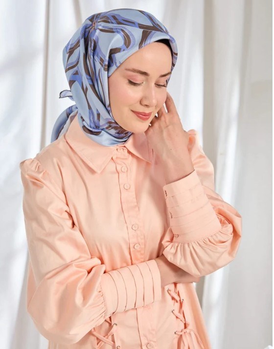 Silk Home Twill İpek Eşarp - 11548-08 Lila Mavi 
