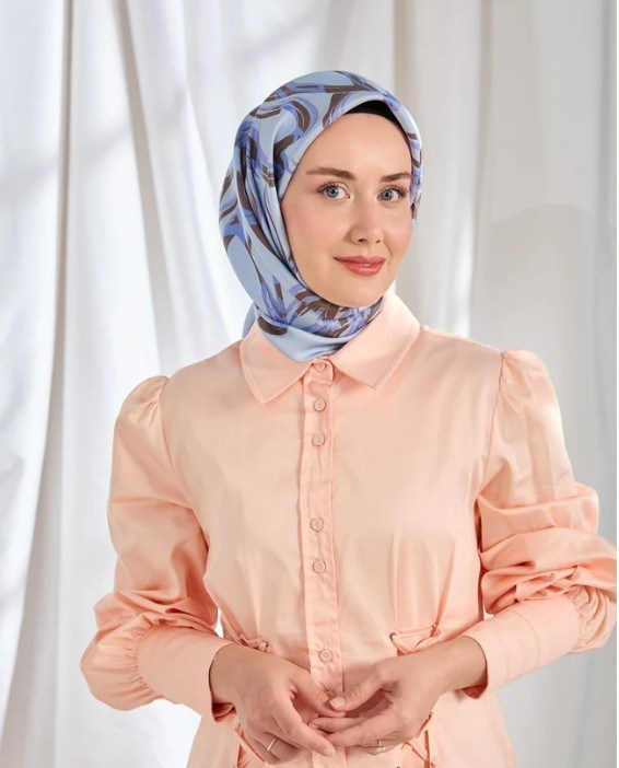 Silk Home Twill İpek Eşarp - 11548-08 Lila Mavi 