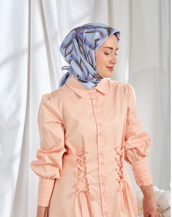 Silk Home Twill İpek Eşarp - 11548-08 Lila Mavi 