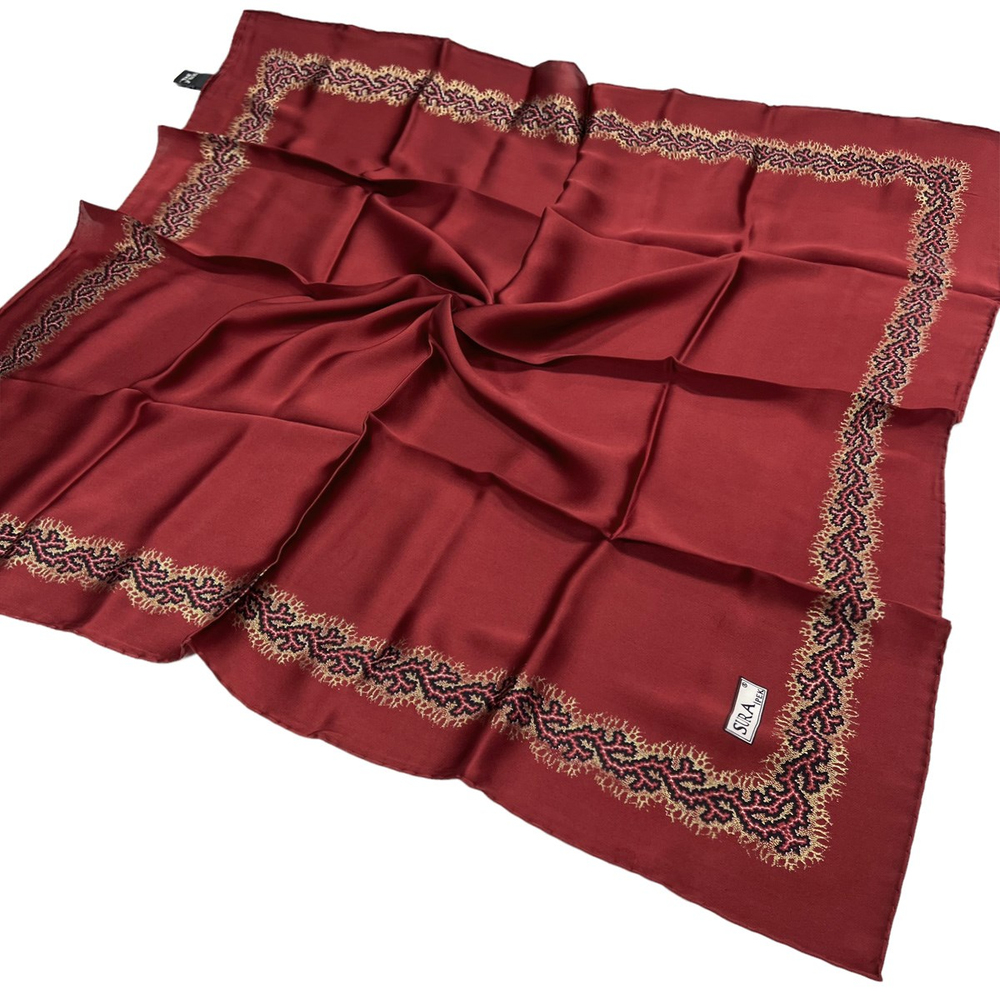 Sura Varaklı İpek Eşarp - 5128 - Bordo