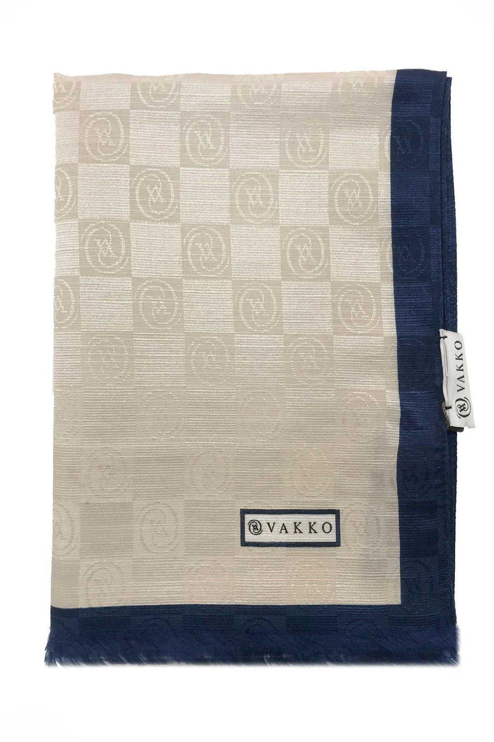 Vakko Dama Şal - Krem Lacivert 4