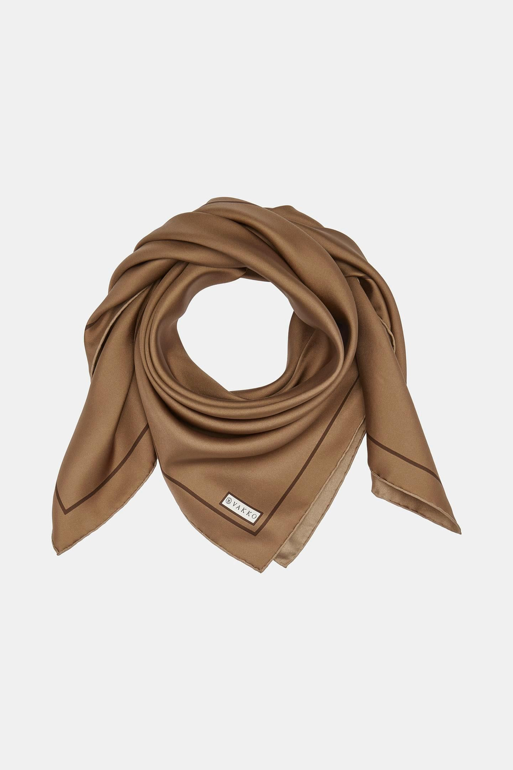 Vakko Düz Twill İpek Eşarp - Kahve