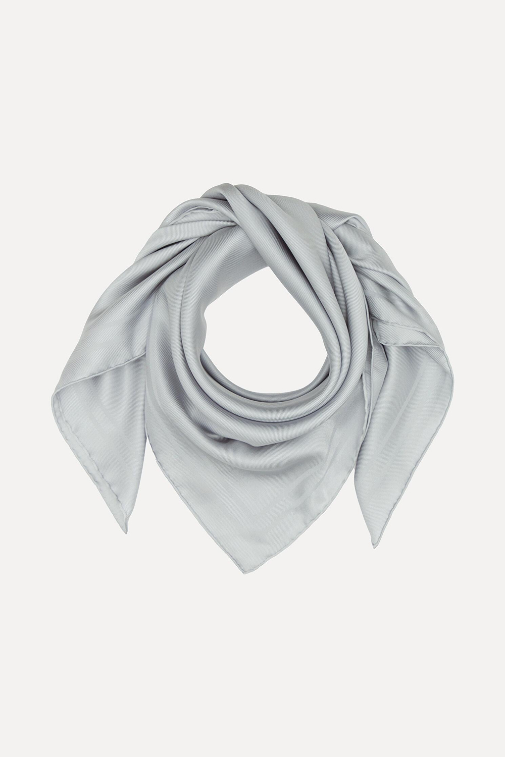 Vakko Jakarlı Twill İpek Eşarp - Çerçeve - Gümüş