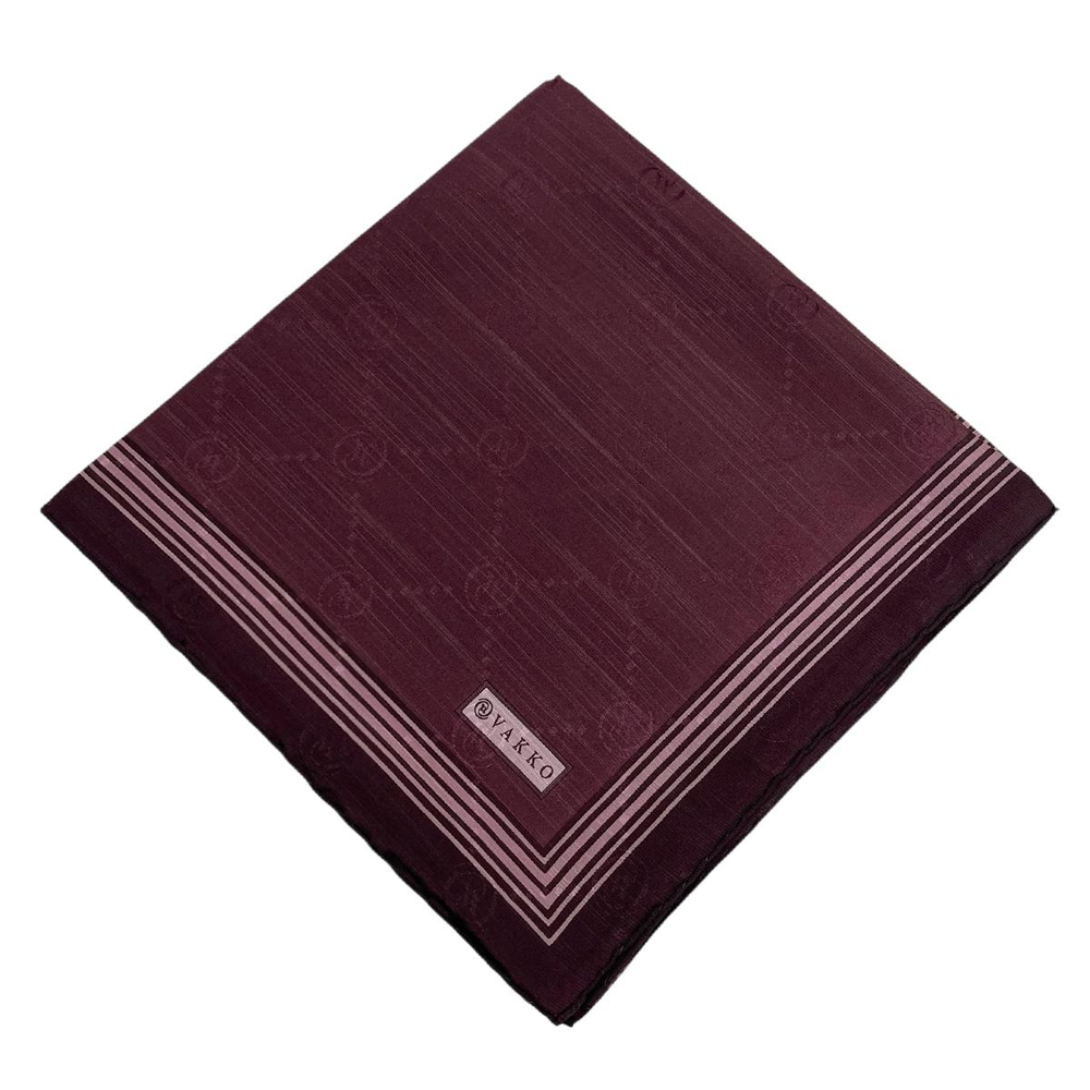 Vakko Pamuk İpek Eşarp - Bordürlü Monogram - Bordo