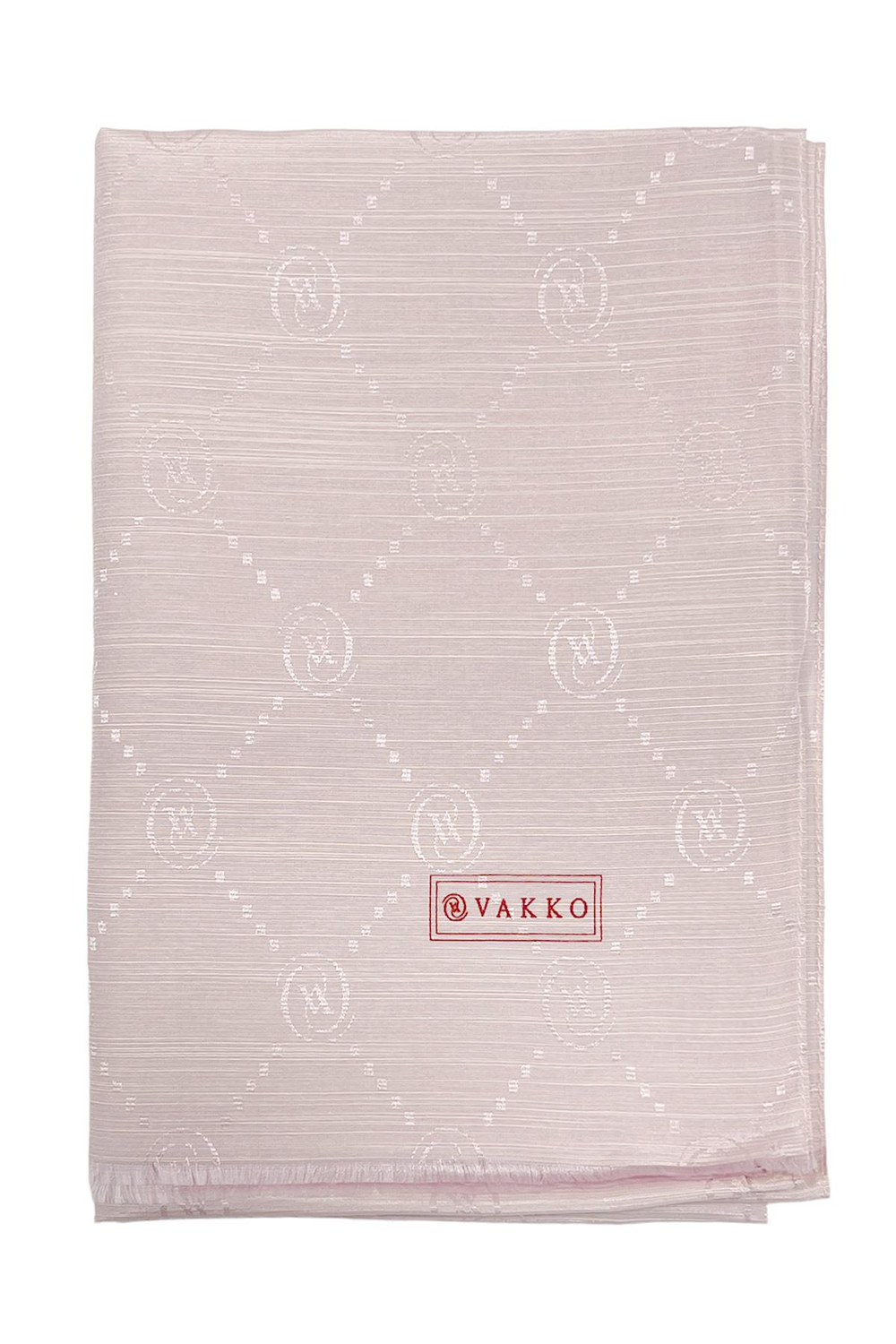 Vakko Pamuk İpek Şal - Monogram - Açık Pembe