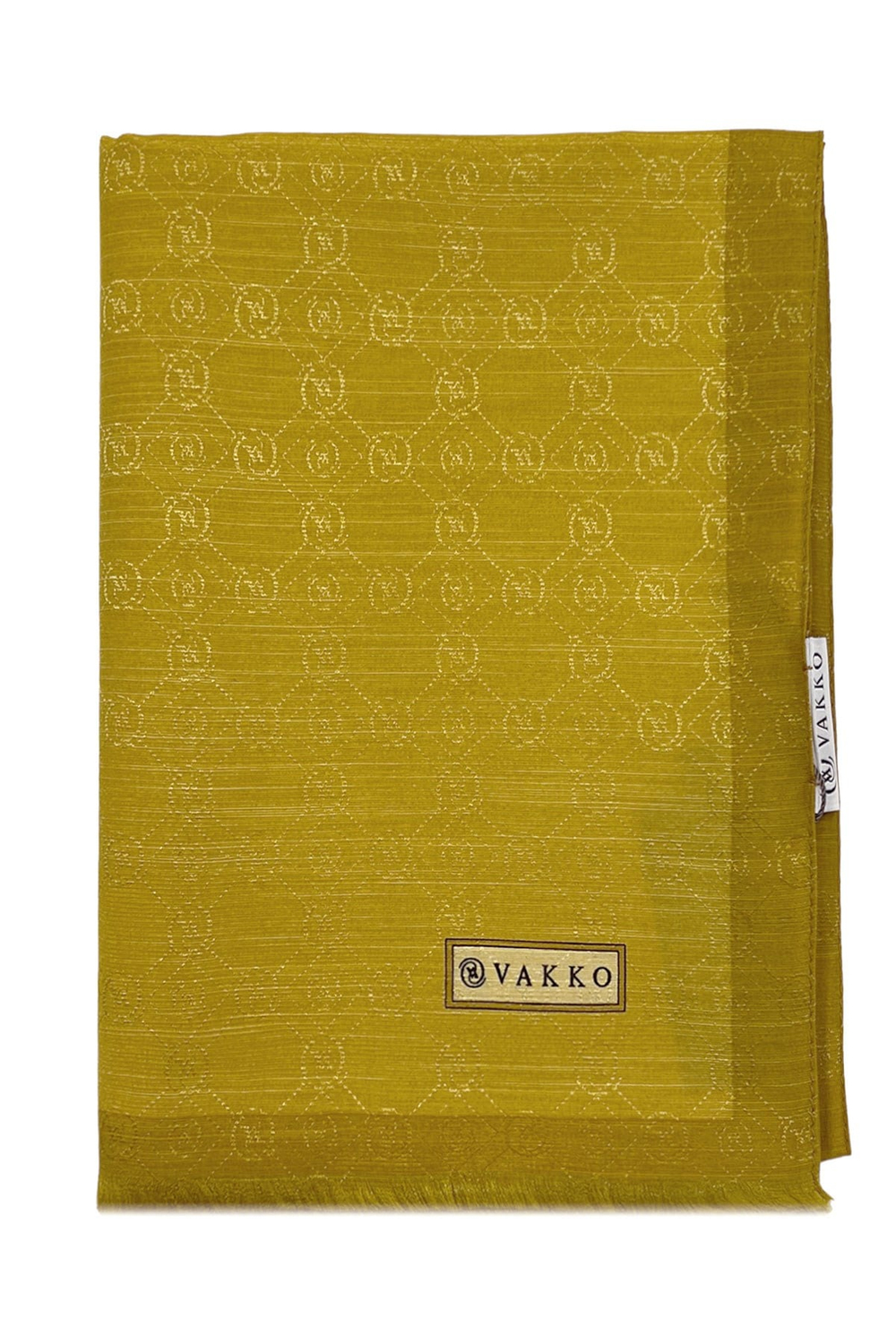 Vakko Pamuk İpek Şal - Monogram - Sarı