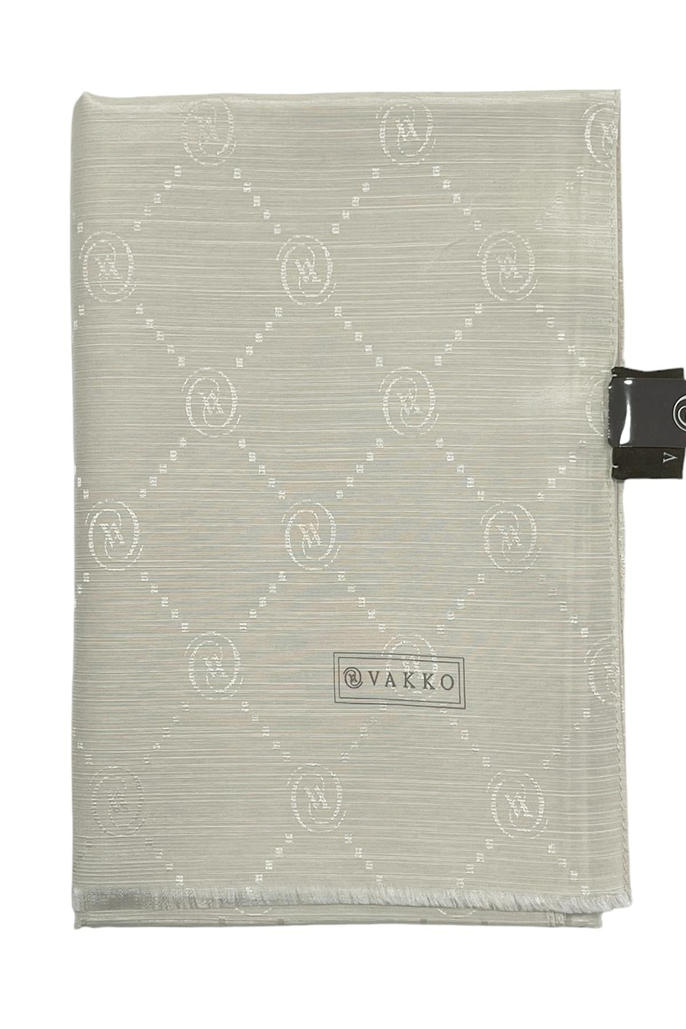 Vakko Pamuk İpek Şal - Monogram - Soft Taş