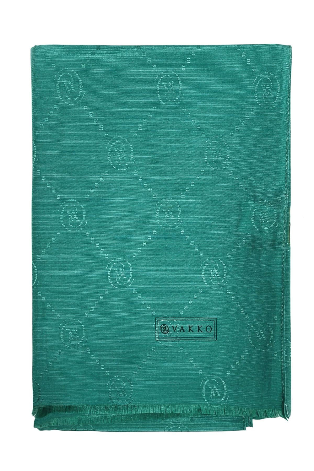 Vakko Pamuk İpek Şal - Monogram - Turkuaz