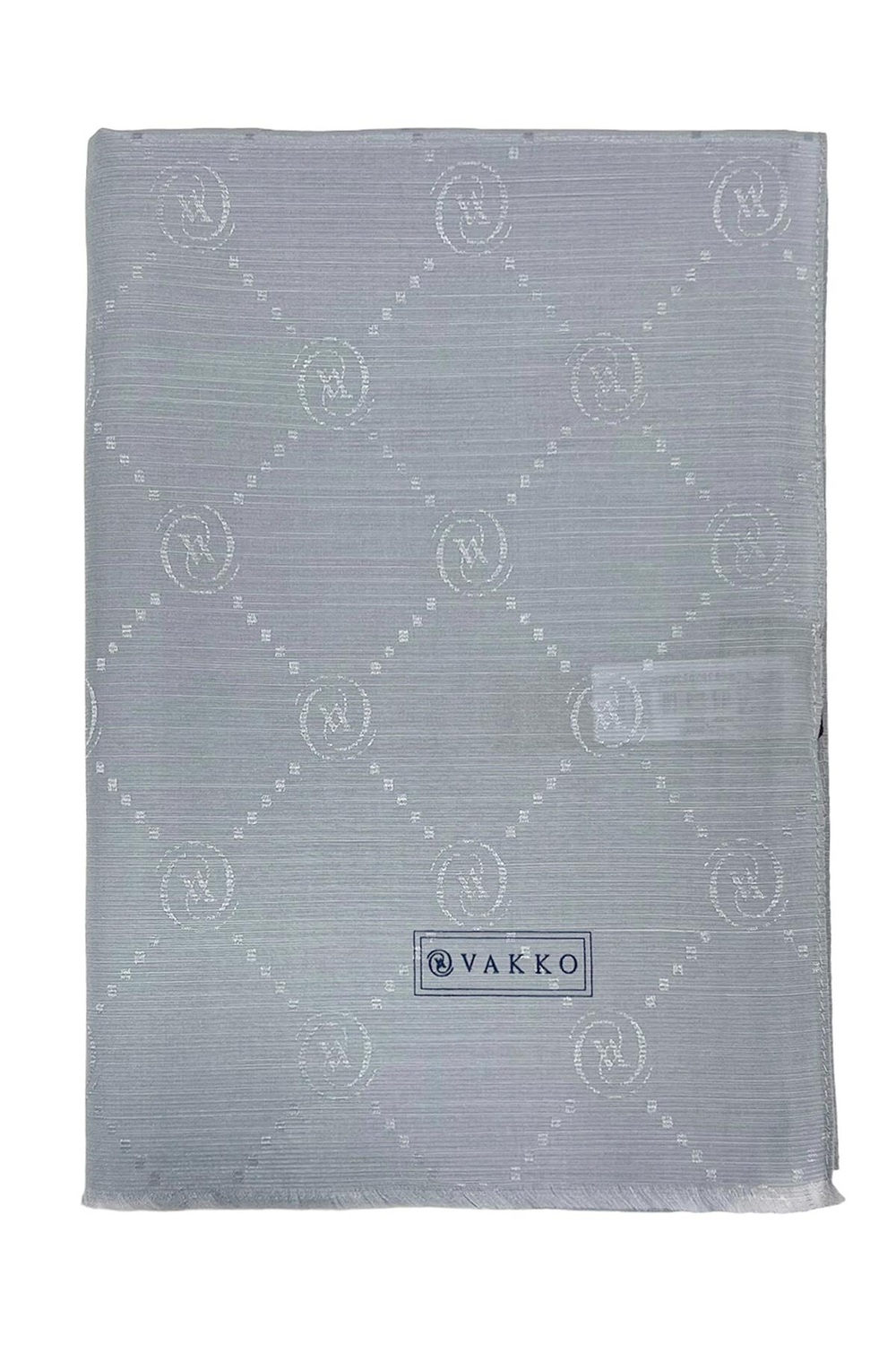 Vakko Pamuk İpek Şal - Monogram - Yeni Gümüş