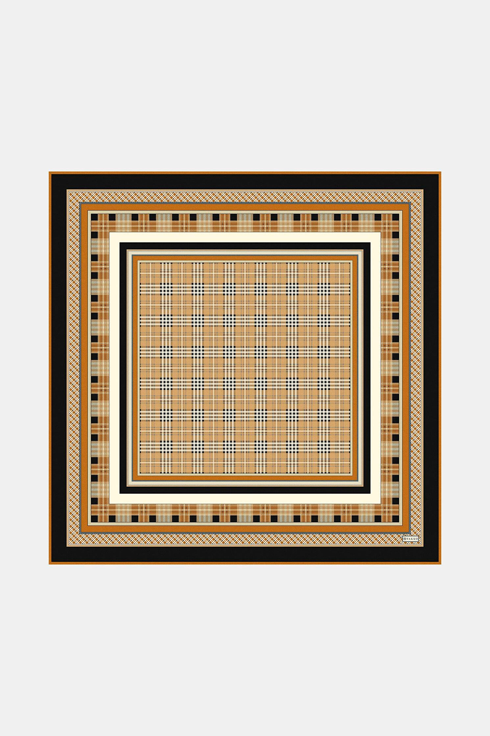Vakko Twill İpek Eşarp - 2688-51 Siyah Kiremit