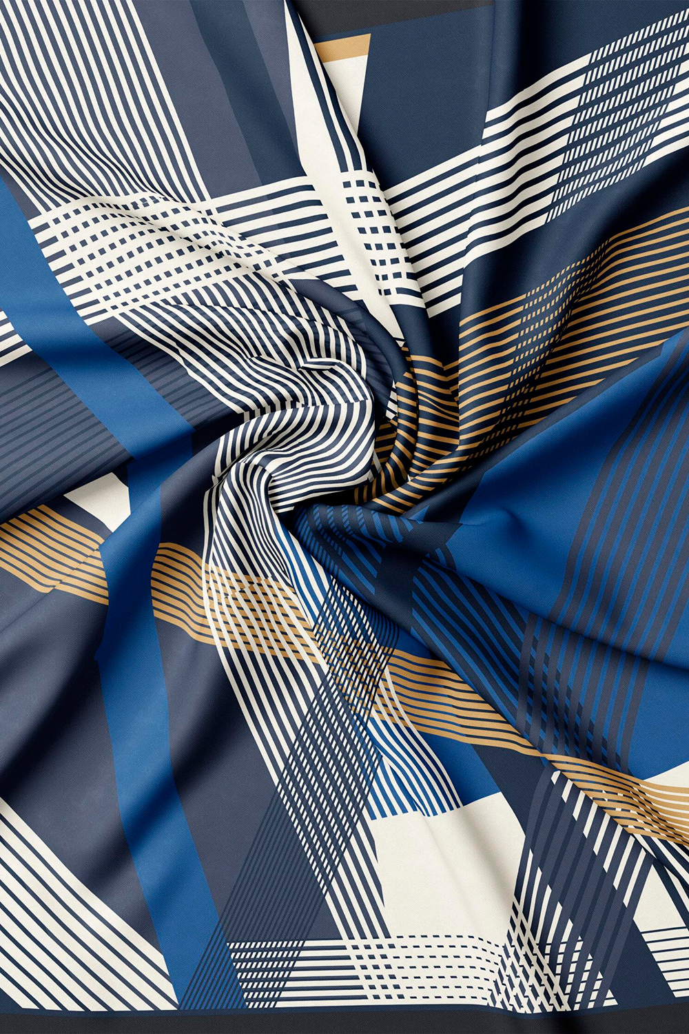 Vakko Twill İpek Eşarp - 40804 - Lacivert Ekru
