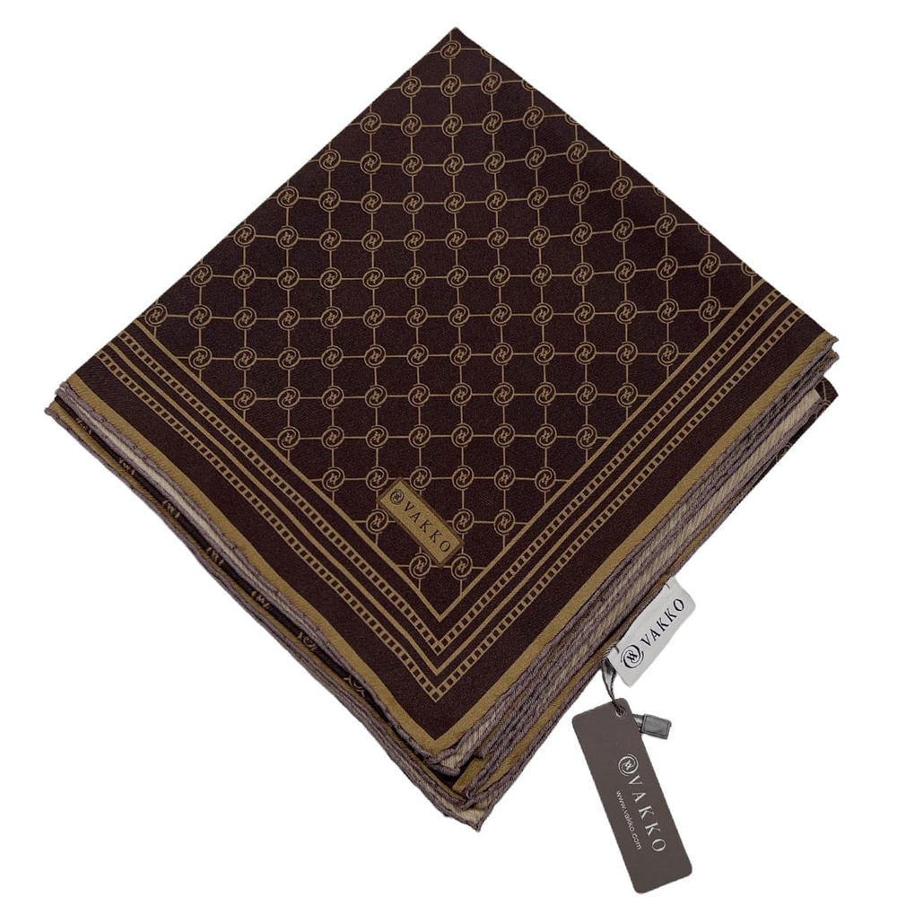 Vakko Twill İpek Eşarp - Özel Seri - Kahve
