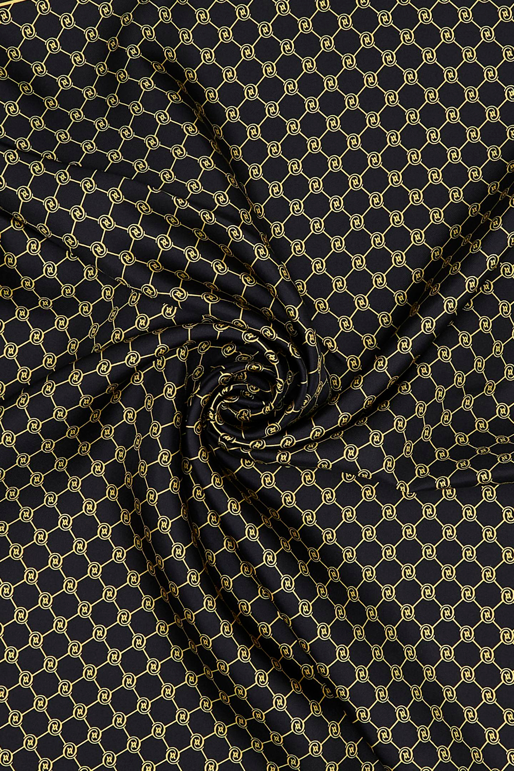 Vakko Twill İpek Eşarp - Özel Seri - Siyah Sarı