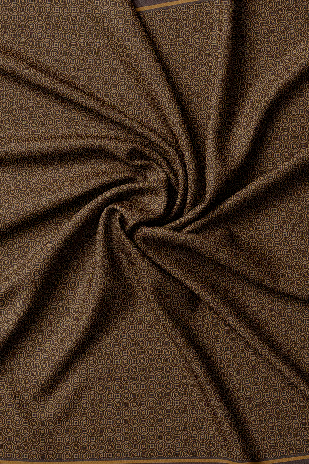 Vakko Twill İpek Eşarp - Yeni Monogram - Acı Kahve