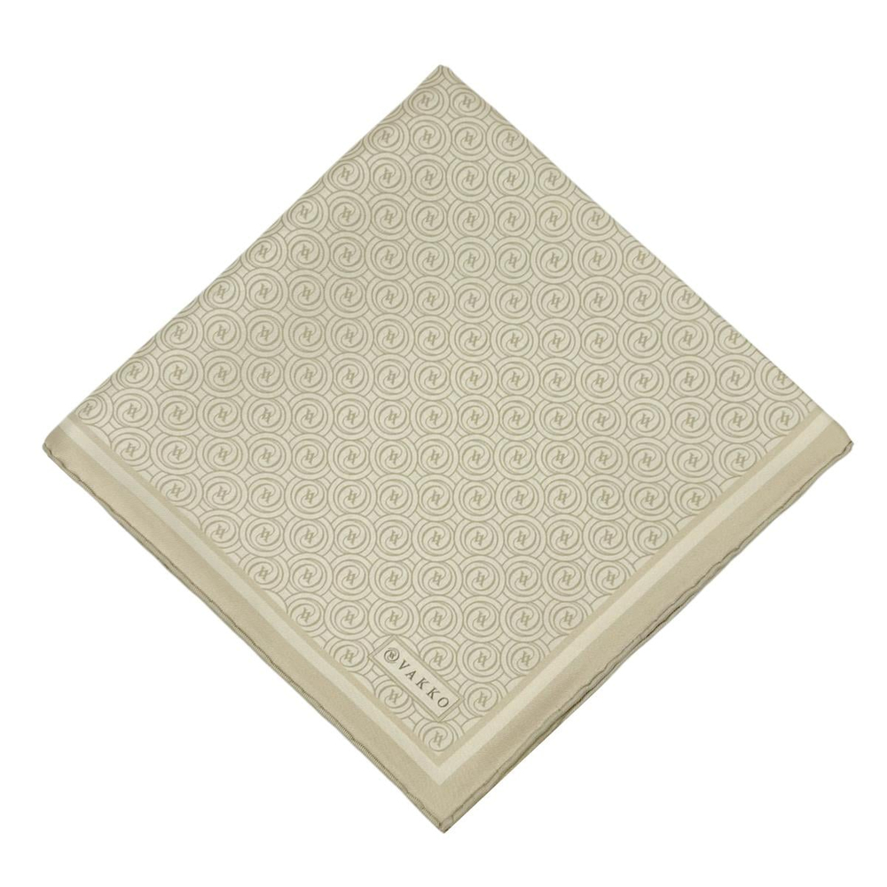 Vakko Twill İpek Eşarp - Helezon Monogram - Krem Sarı