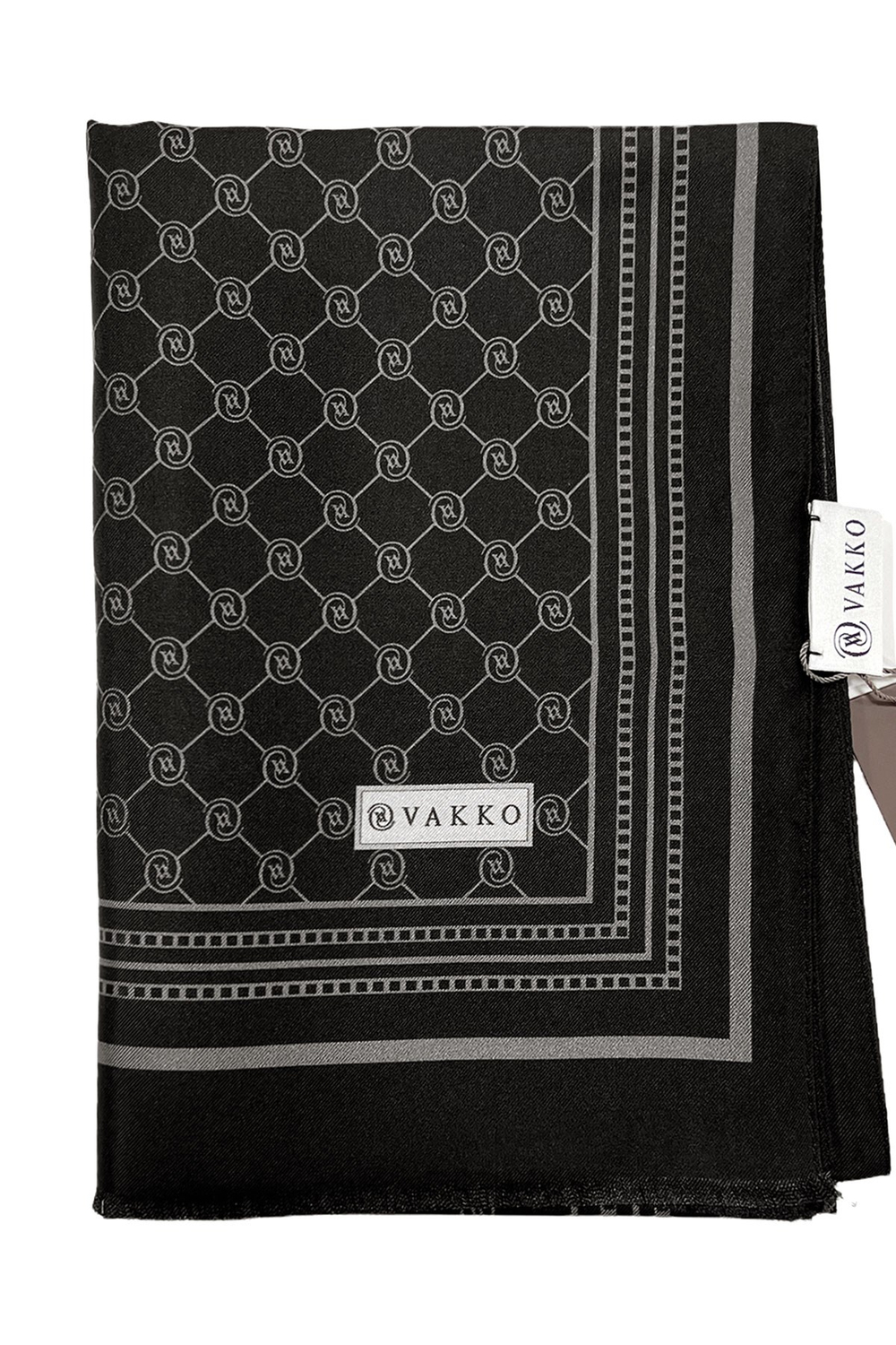 Vakko Twill İpek Şal - Özel Seri - Siyah Gri