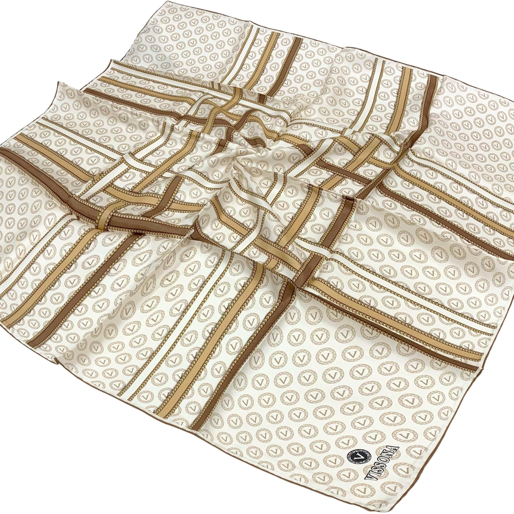 Vissona Twill İpek Eşarp - 10626 - 0003-0004 Krem Bej