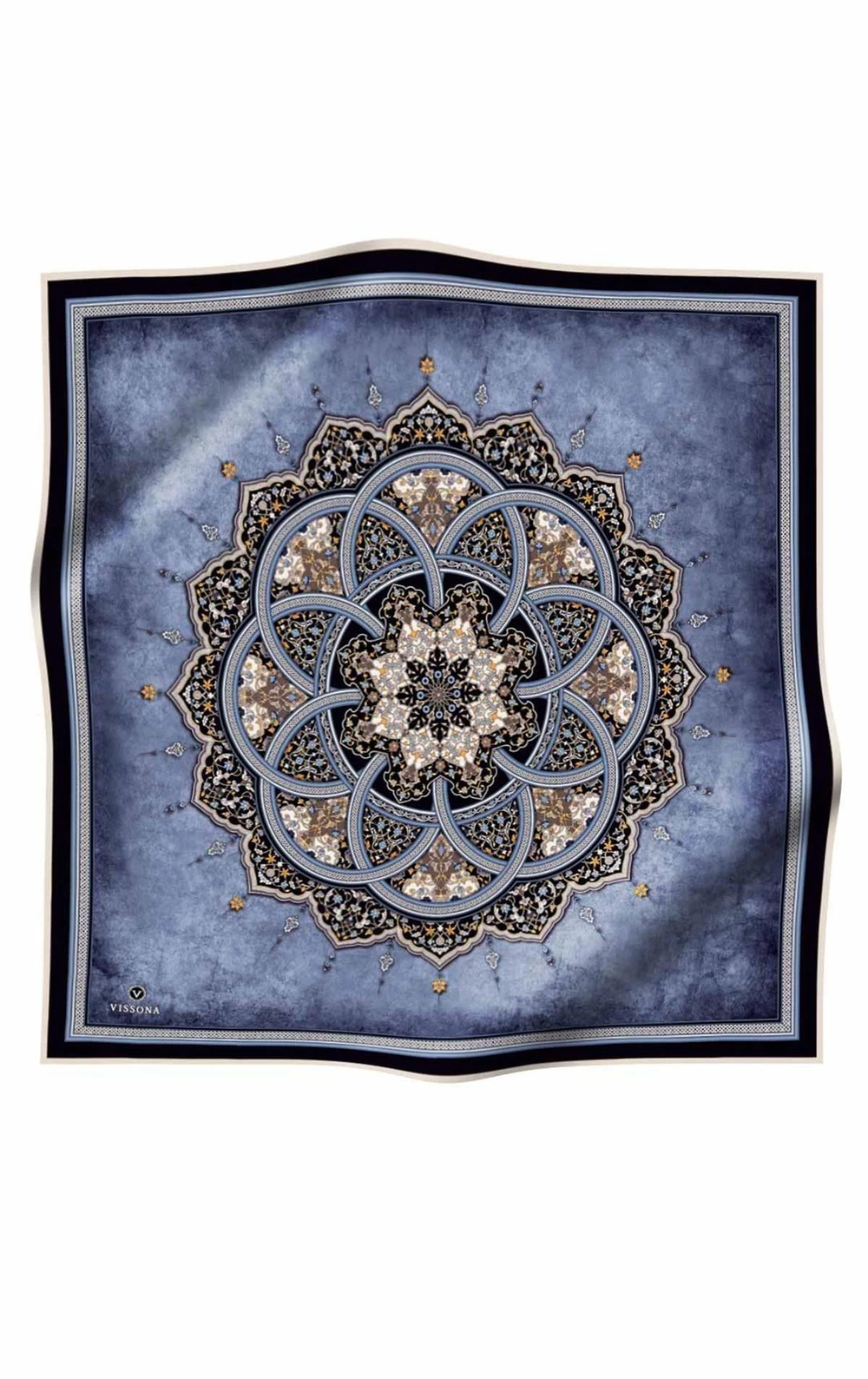Vissona Twill İpek Eşarp - 17376 - 0031-0033 İndigo Lacivert