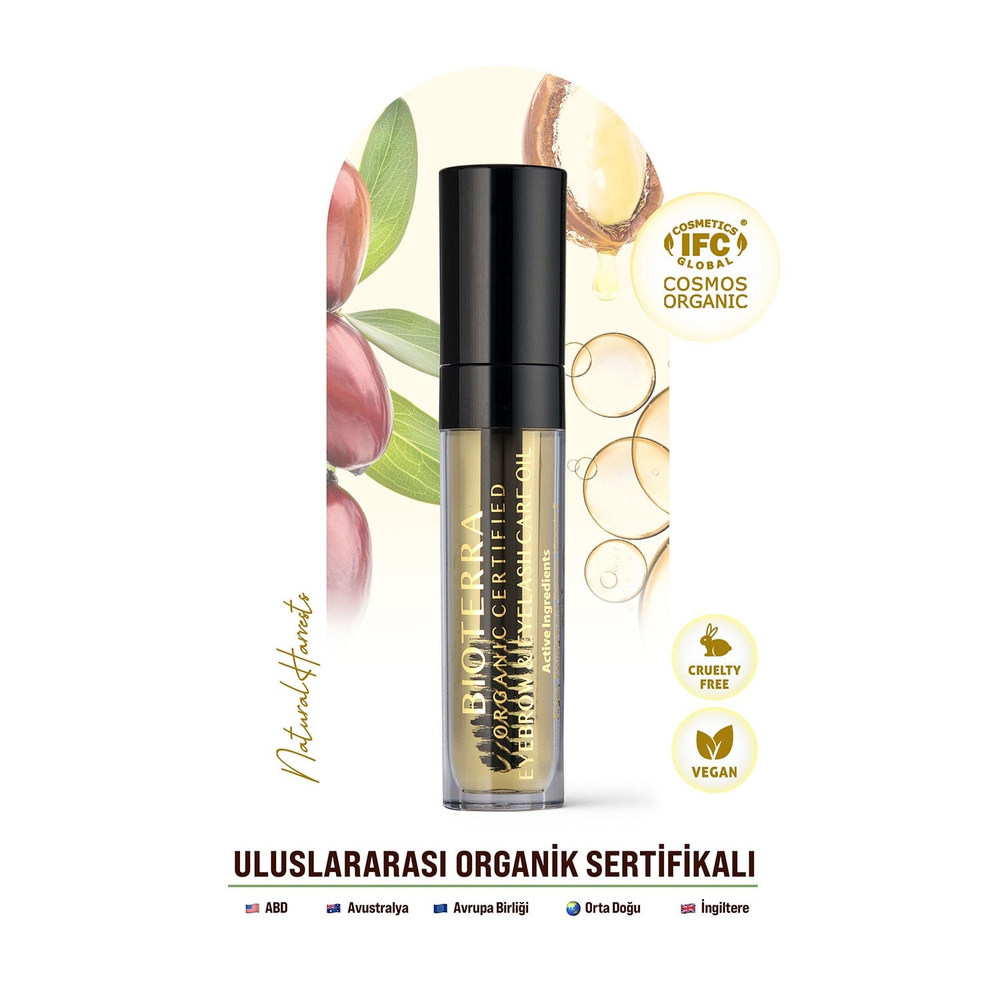 Bioterra Organik Kaş ve Kirpik Bakım Yağı – Argan, Jojoba, Kuşburnu ve E Vitamini İçeren Besleyici Bakım 5 ml | Eyebrow & Eyelash Care Oil