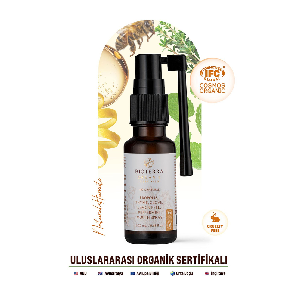 Bioterra Organic Propolis Thyme and Clove Throat Spray 20 ml