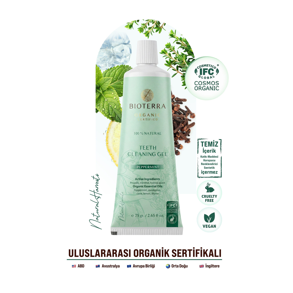 Bioterra Organik Diş Macunu 75 gr – Florürsüz, Hidroksiapatitli, Propolisli Doğal Ağız Bakım Jeli