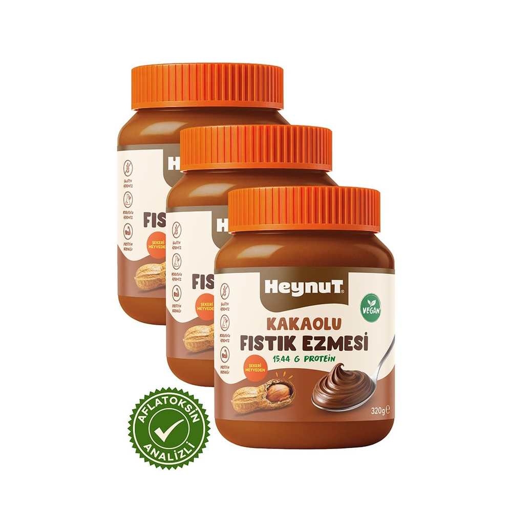 HeynuT Kakaolu Fıstık Ezmesi 320g x 3 Adet