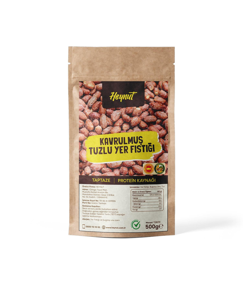 HeynuT Kavrulmuş Tuzlu Yer Fıstığı 500g