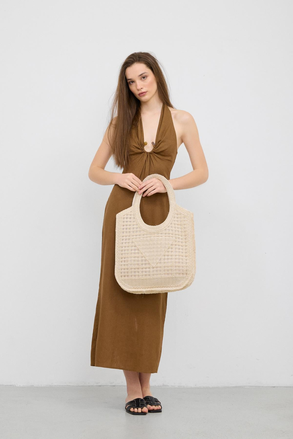 Vicolo Handmade Makrome Tote Çanta Krem